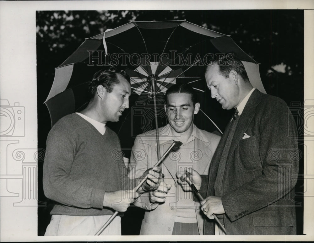 1940 Press Photo Ky Lafoon, Joe Dudley & Ed Dudley at PGA in Hershey PA - Historic Images