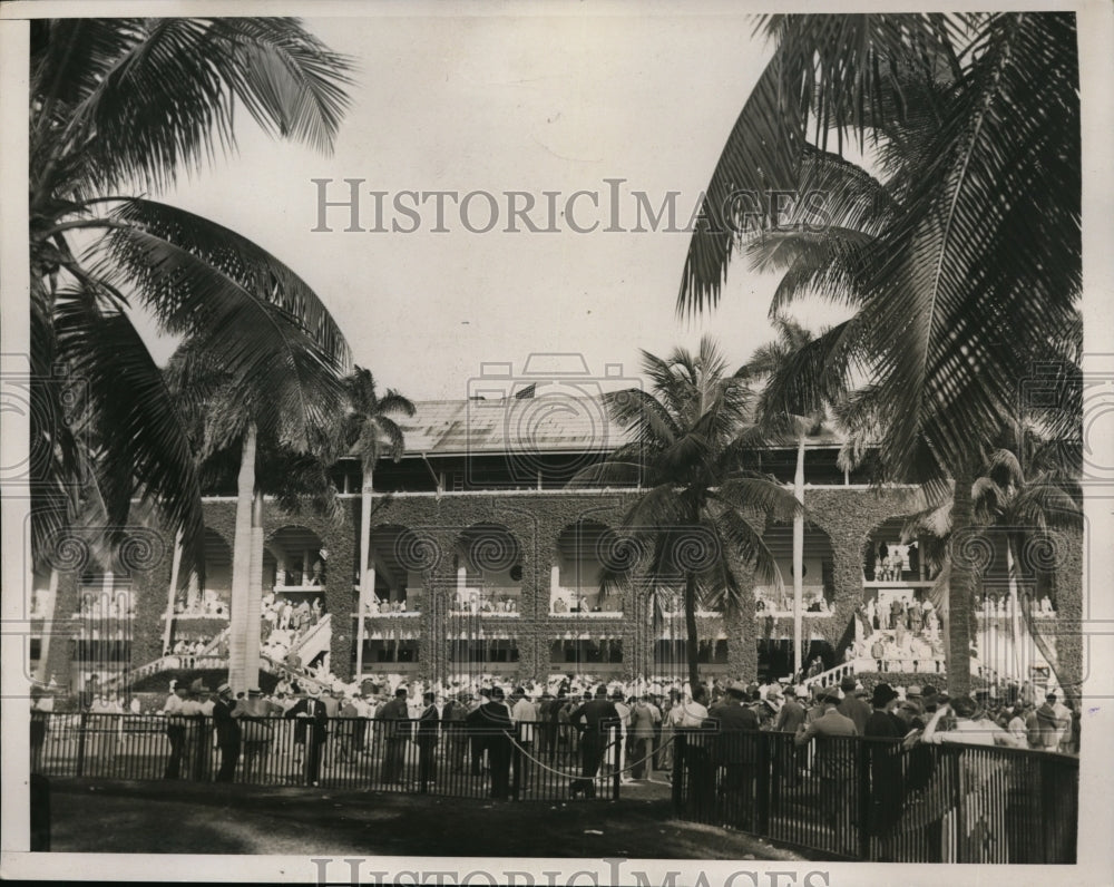 1939 Press Photo Crowds at Florida&#39;s Hialeah Park opening day races - net24780- Historic Images