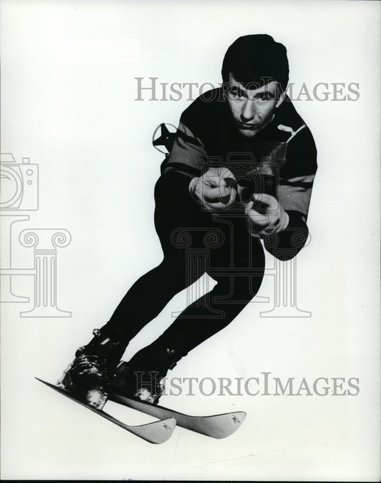 1969 Press Photo skier posing with skis and poles - net24886- Historic Images