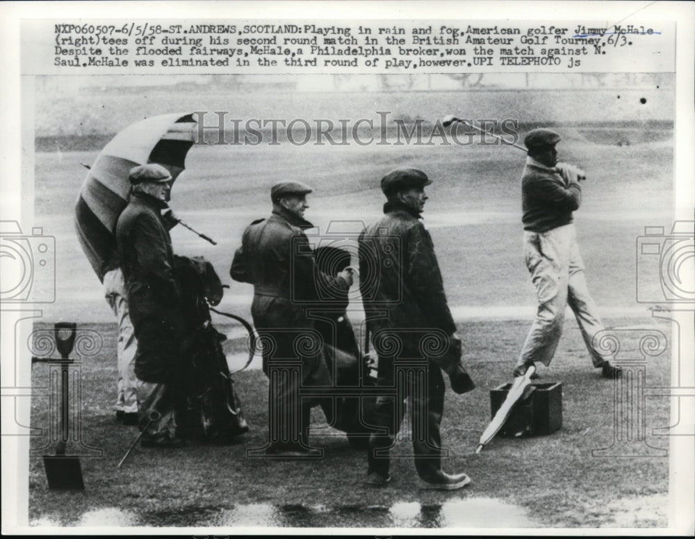 1958 Press Photo St Andrews Scotland Jim McHale in British Amateur golf- Historic Images