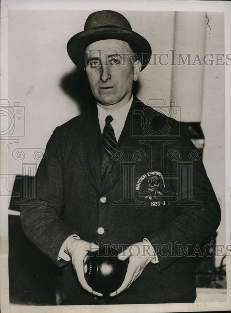 1935 Press Photo T. C. Hills, capt. of British bowling team, American Cup match - Historic Images