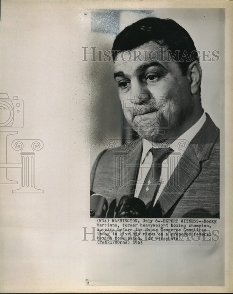 1965 Press Photo Rocky Marciano former heavyweight champ at House committee- Historic Images