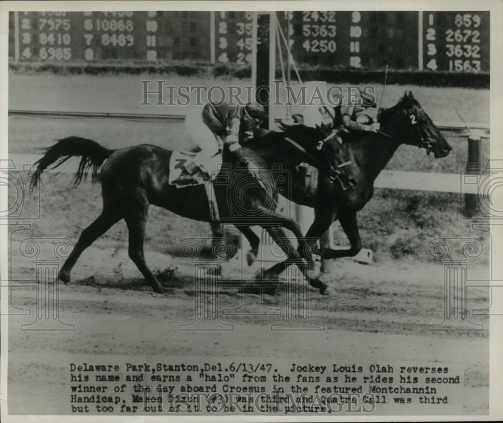 1947 Press Photo Louis Olah on Croesus in Delaware vs Mason Dixon - net26783 - Historic Images