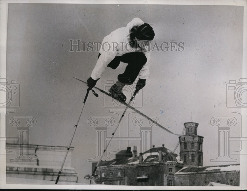 1938 Press Photo Jean-Yves Gosselin one legged skier at Quebec Canada- Historic Images