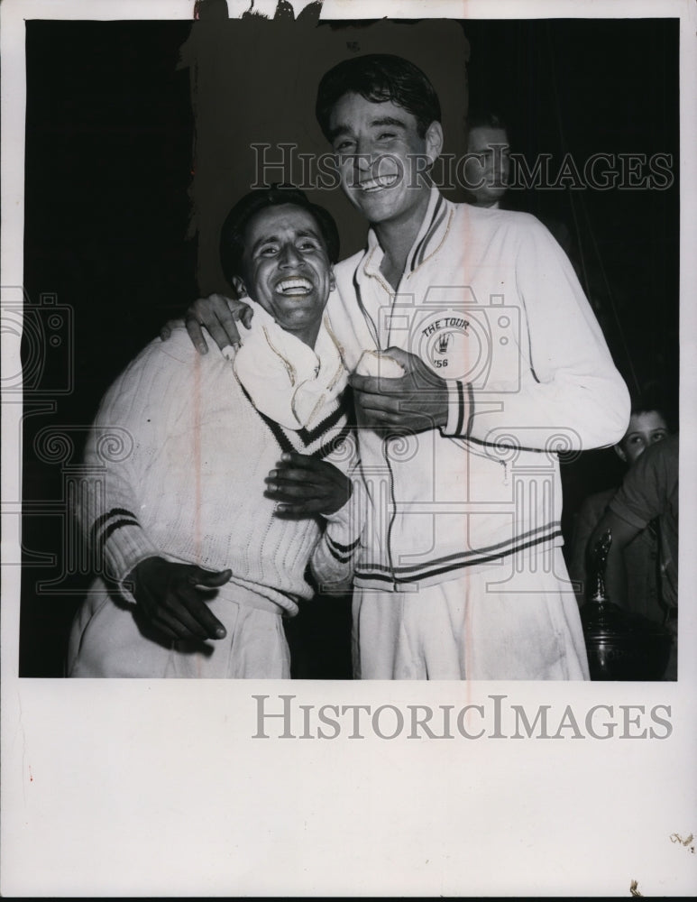 1956 Press Photo Pancho Segoya &amp; Pancho Gonzales on tennis tour - net27882 - Historic Images