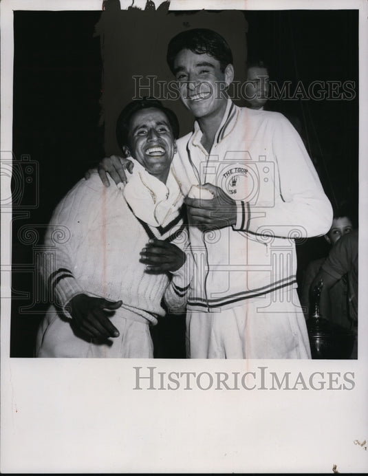 1956 Press Photo Pancho Segoya & Pancho Gonzales on tennis tour - net27882 - Historic Images