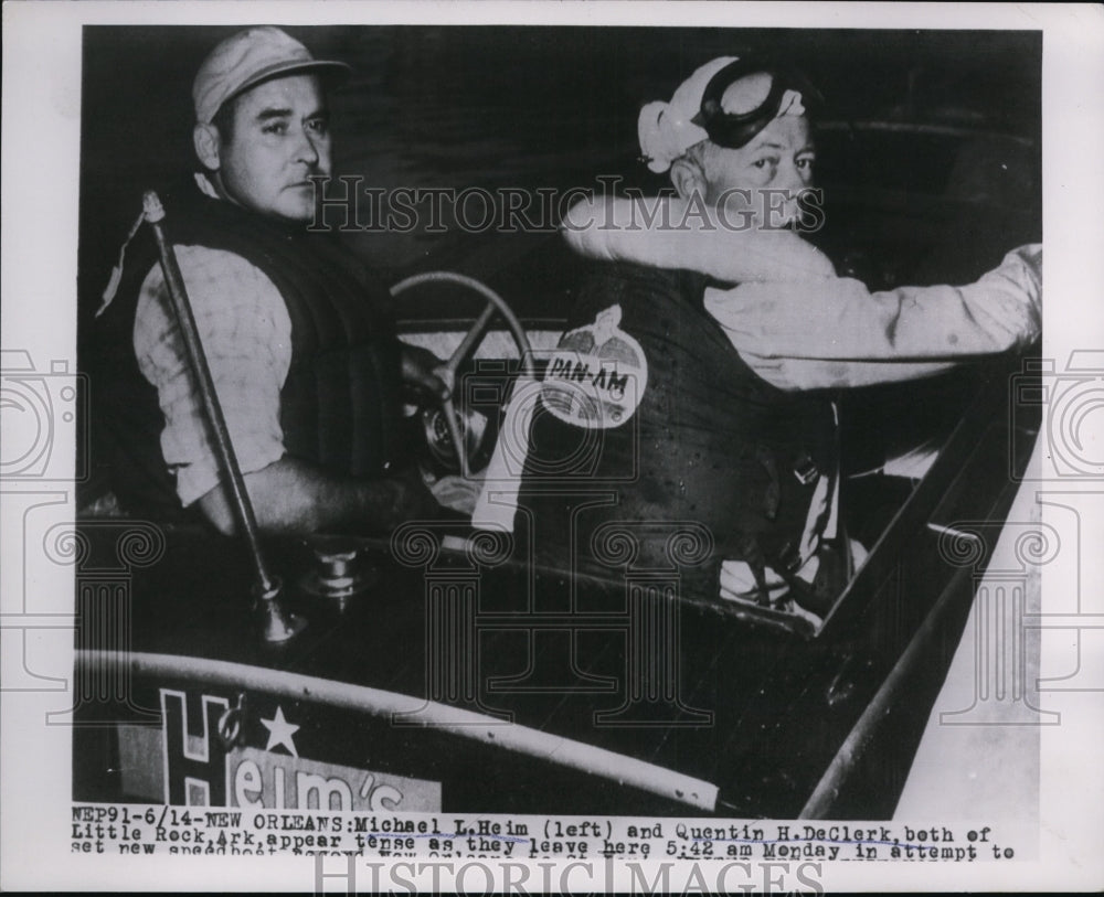 1954 Press Photo Speedboat drivers Michael Heim and Quentin DeClerk - net28453 - Historic Images