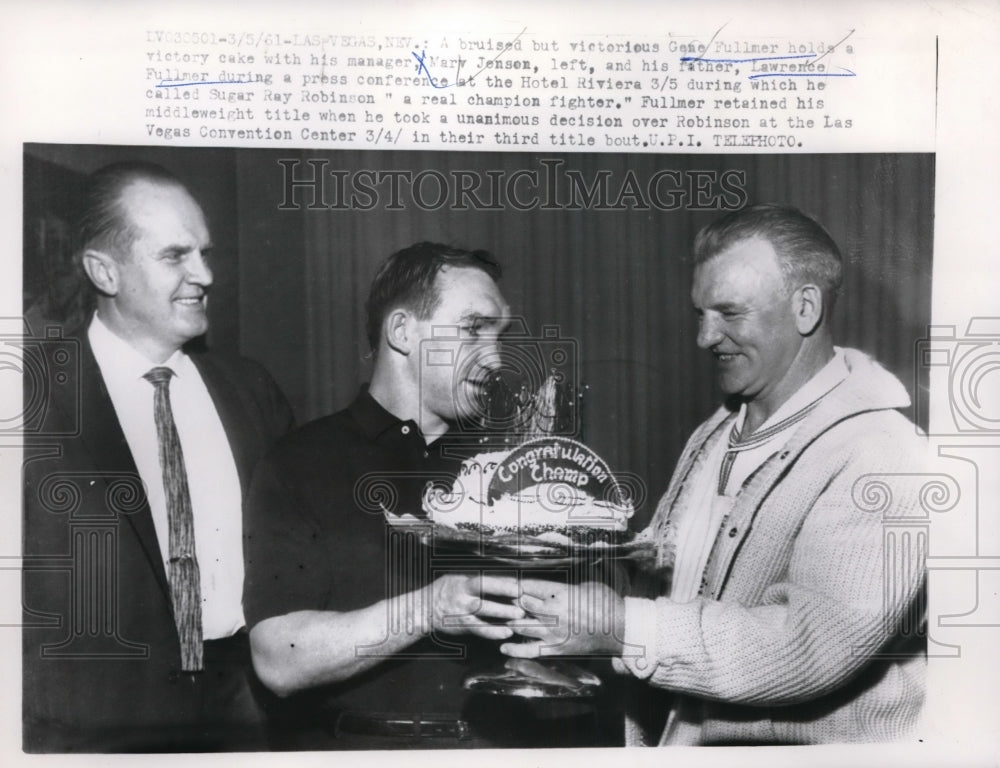 1961 Press Photo Boxer Gene Fullmer, manager Marv Jensen &amp; dad Lawrence- Historic Images