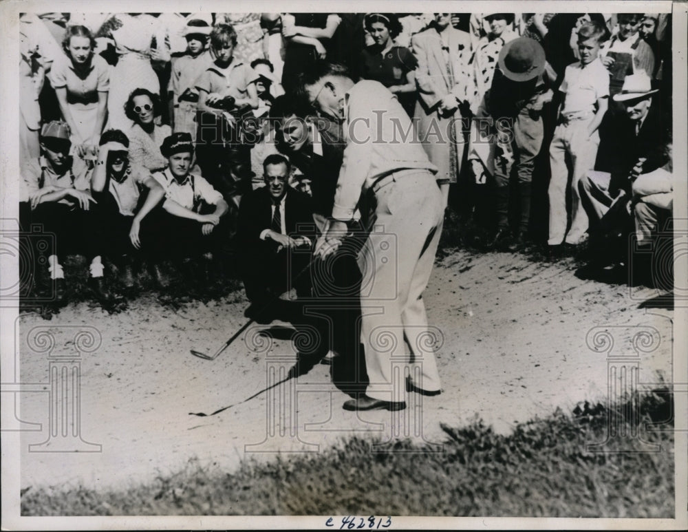 1938 Press Photo Clinton Russell, Dr WJ Oxenham at Blind Golf World championship- Historic Images