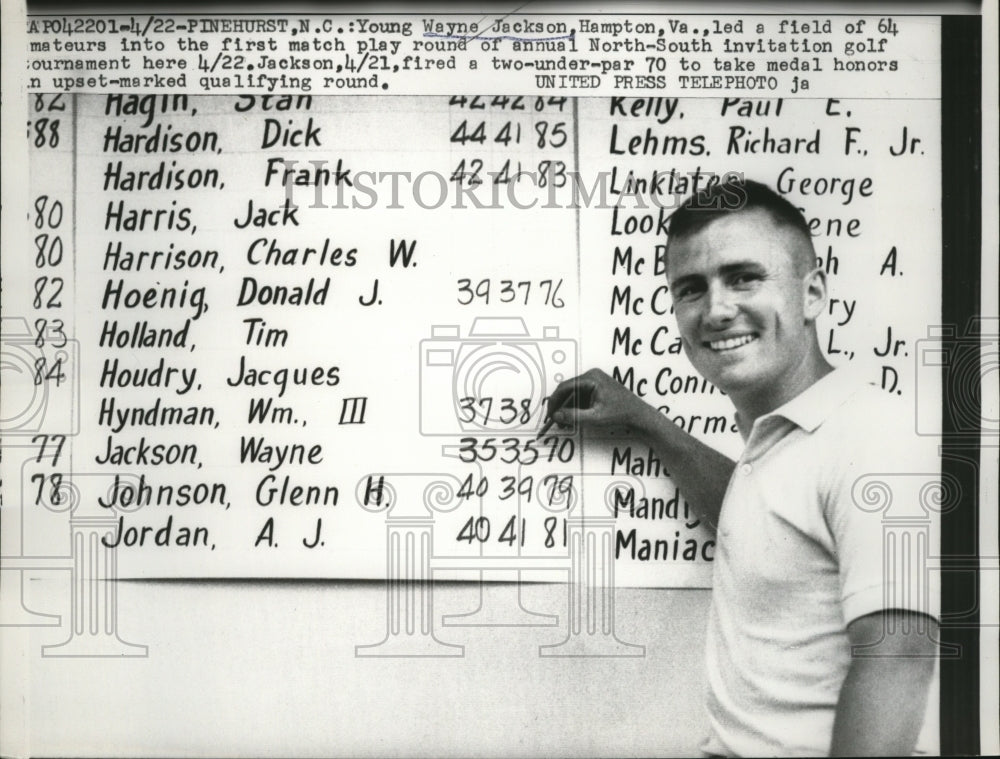 1958 Press Photo Wayne Jackson at North South golf at Pinehurst NC - Historic Images