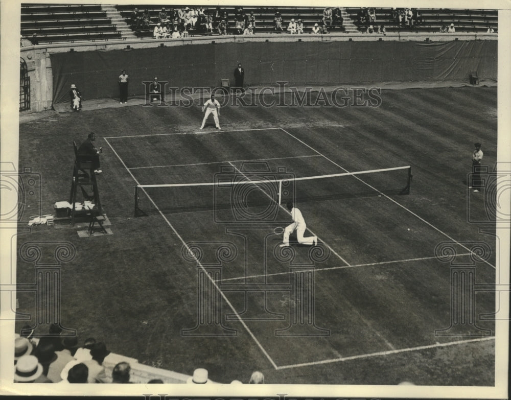 1938 Press Photo Fred Perry &amp; Eddie Burns at Mens singles Tennis Tournament- Historic Images