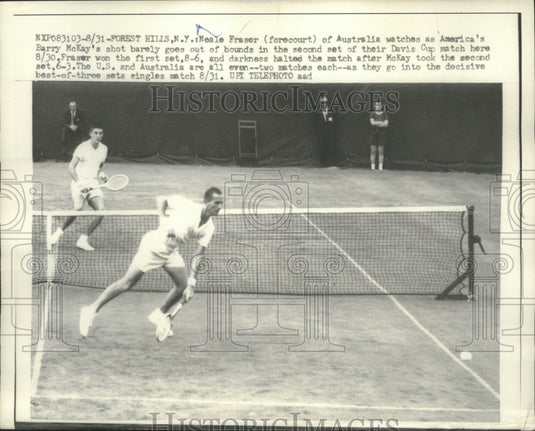 1959 Press Photo Australia's Neale Fraser Play US's Barry McKay In The Davis Cup - Historic Images