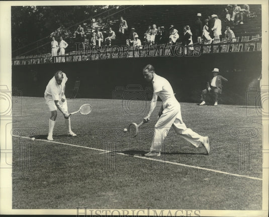 1934 Press Photo Roderick Menzel & Vernon Kirby Practice Before Doubles Match- Historic Images
