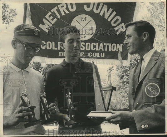 1966 Press Photo Brian McCormack Accepts Denver Post Trophy From Bob Clayton - Historic Images