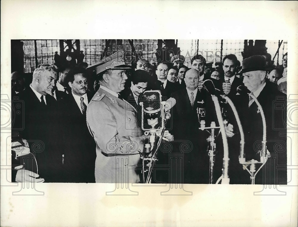 1956 Press Photo Josip Broz Tito, Yugoslavia, Premier Nikolai Bulganin, Russia - Historic Images