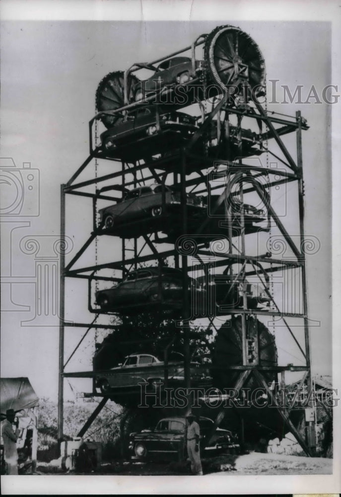 Press Photo Ferris Wheel Type Parking Tower by P.J. Scott, Jackson, Mississippi - Historic Images