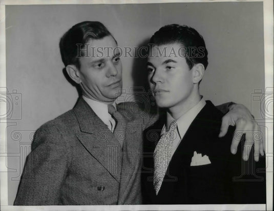 1935 Press Photo LeRoy Drake and Son, Trial, Judge Joseph Vickers - Historic Images