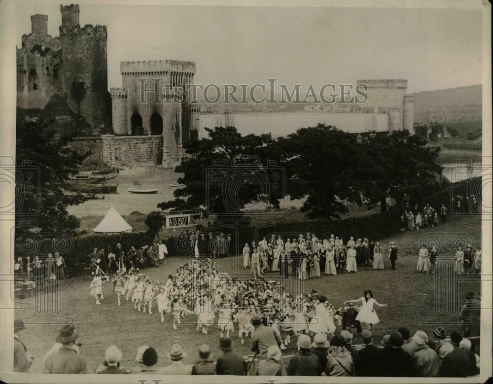 1930 Press Photo Conway Suspension Bridge 100th Anniversary Festival, England - Historic Images