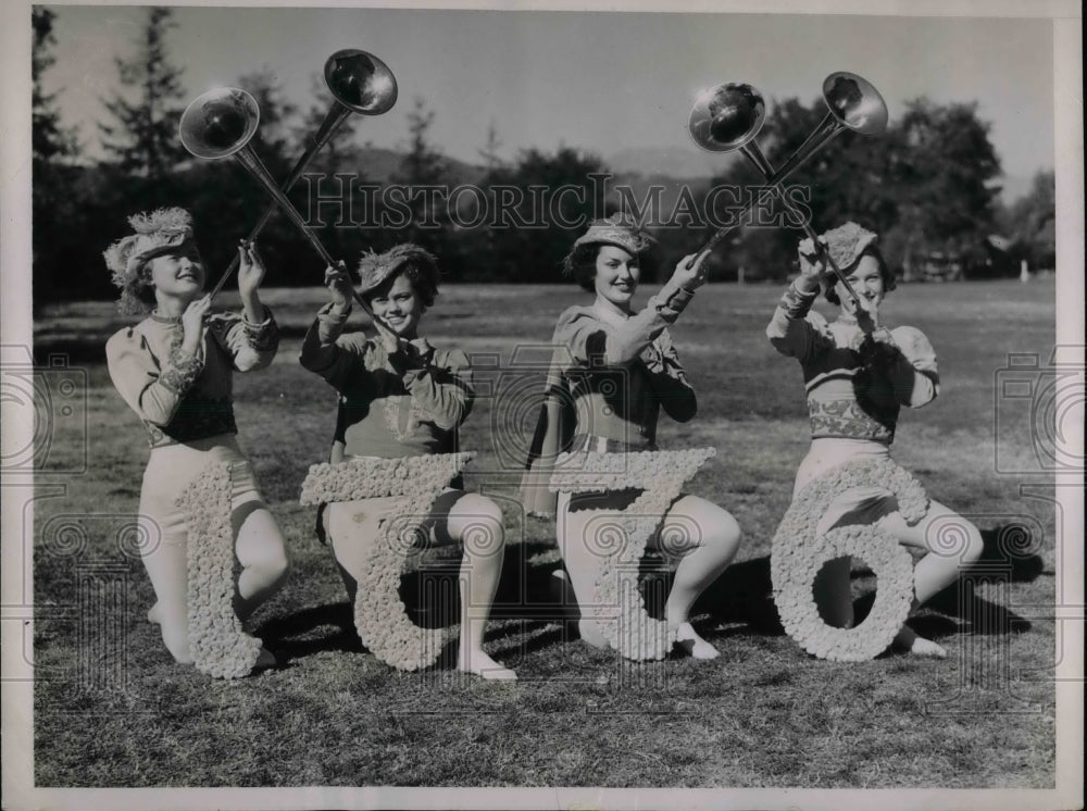 1935 Press Photo Roberta Johns, A Anderson, L Petsel, E Jones, Tournament, Roses - Historic Images