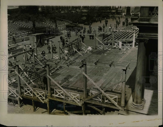 Press Photo Grandstands Built at New York City Hall for Lindbergh's Reception - Historic Images