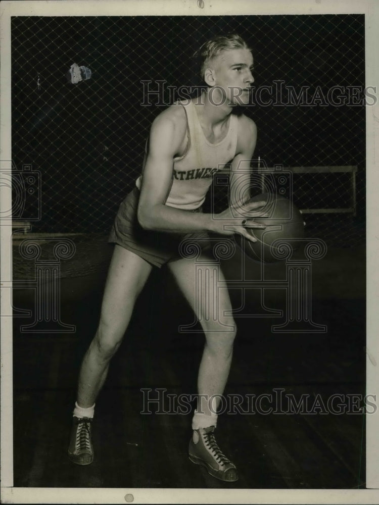 1930 Press Photo Bob McCarnes, Basketball Guard, Northwestern University - Historic Images