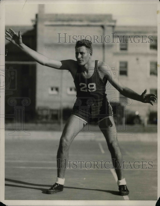 1934 Press Photo Hersel Kinzy, Guard for Texas Christian University - Historic Images