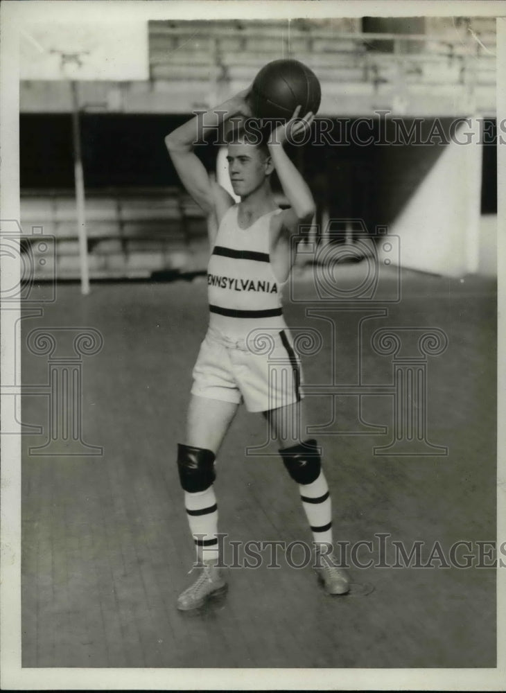1929 Press Photo McNiff, Guard for University of Pennsylvania Basketball - Historic Images