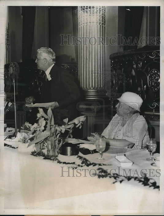 1934 Press Photo Senator Dickinson of Iowa, Mrs. James G. Wentz, Women's Club - Historic Images