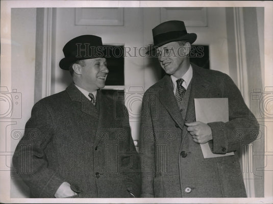 1936 Press Photo David Taussig and Harry Hopkins Public WOrks Administration - Historic Images