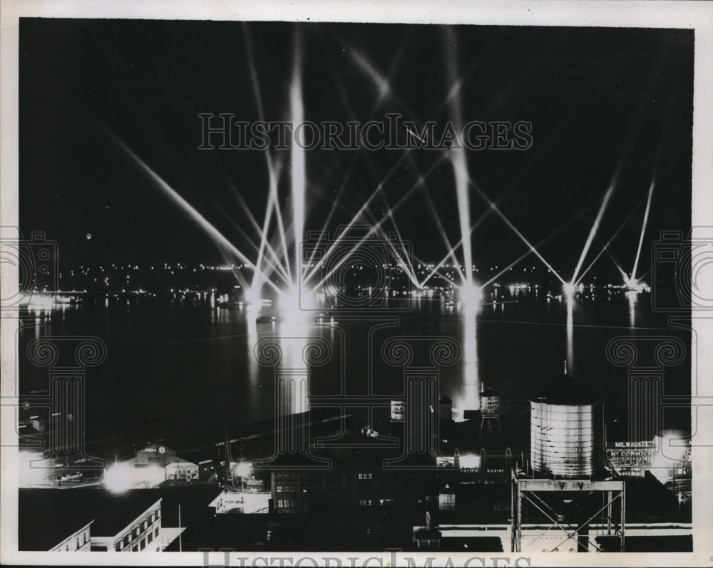 1935 Press Photo Seattle Washington American War Vessells In The Harbor - Historic Images