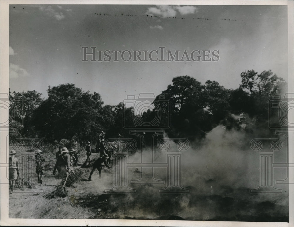 1938 Press Photo Camp Bullis Texas Reservation Brush Fire - Historic Images