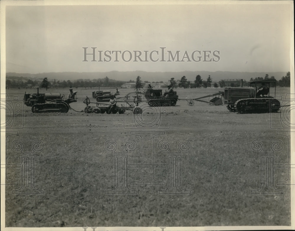 1928 Press Photo Stanford University Airport Being Prepared for President Hoover - Historic Images