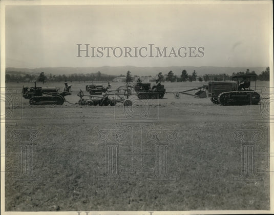 1928 Press Photo Stanford University Airport Being Prepared for President Hoover - Historic Images