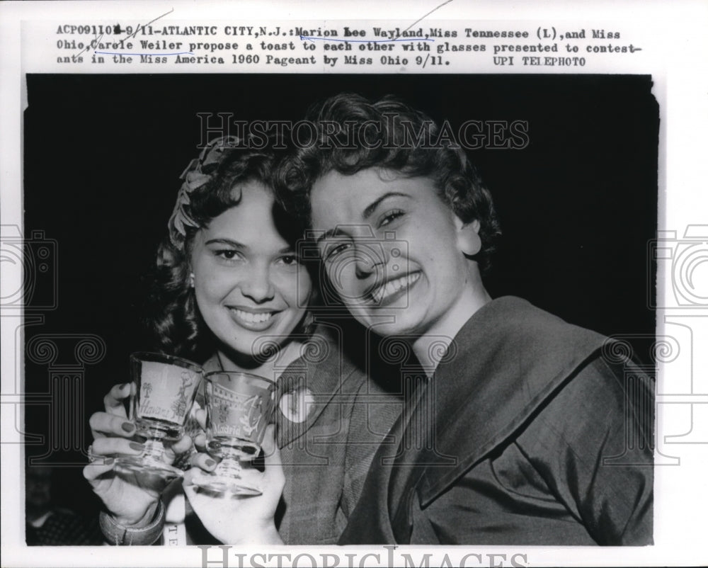 1959 Press Photo Marion Lee Wayland, Miss Tennessee, Carole Weiler, Miss Ohio - Historic Images