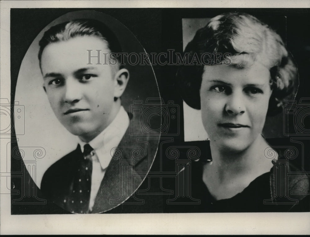 1933 Press Photo Mrs CE Rennie Jr &amp; husbans Rennie rescued from plane crash - Historic Images