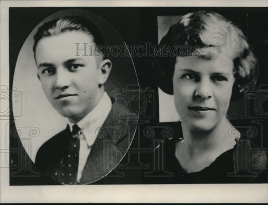 1933 Press Photo Mrs CE Rennie Jr & husbans Rennie rescued from plane crash - Historic Images