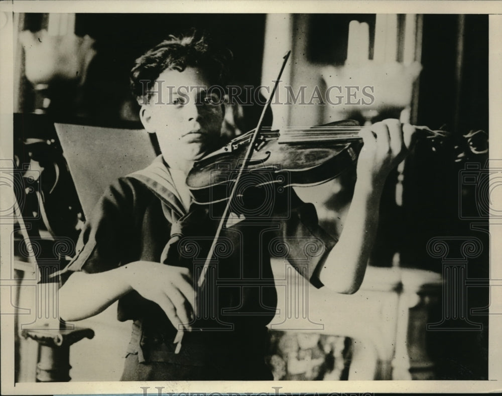 1927 Press Photo Miguel Candels playing violin at age 12 ay Univ in France - Historic Images