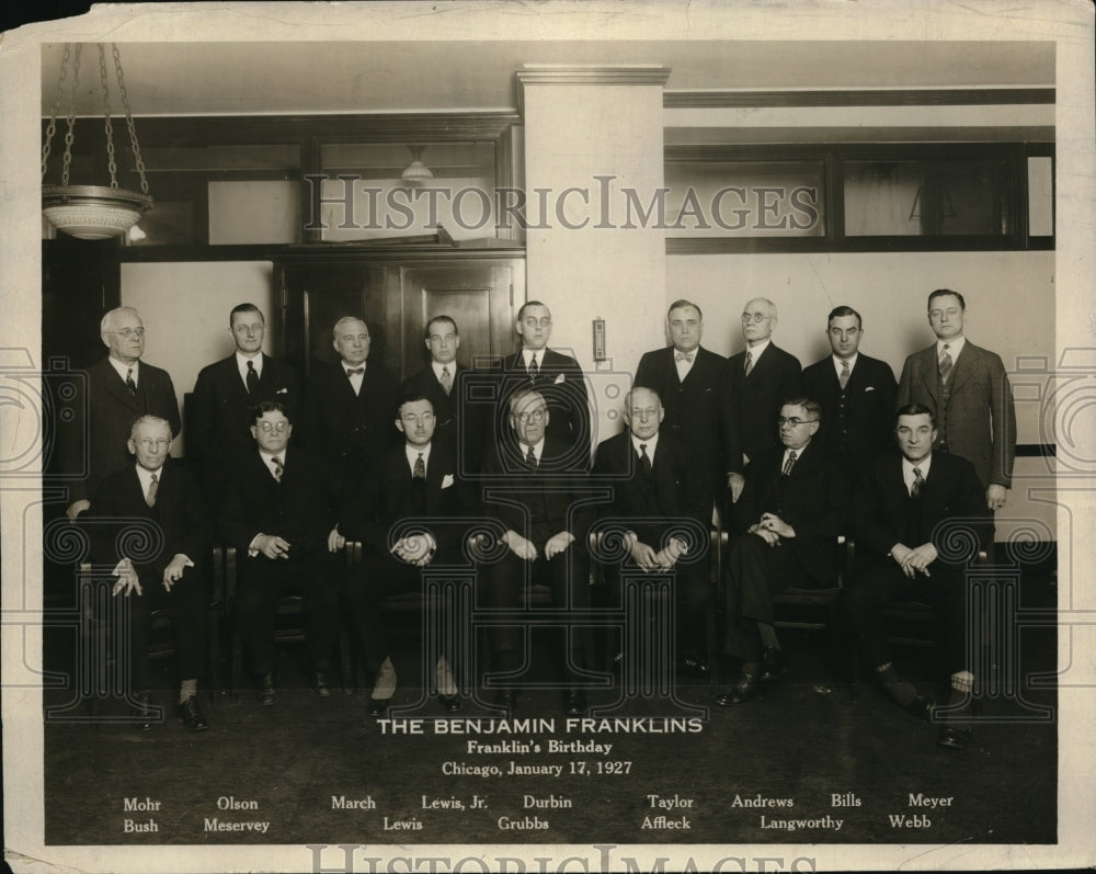 1928 Press Photo Men named Benjamin Franklin in Chicago  for his birthday - Historic Images