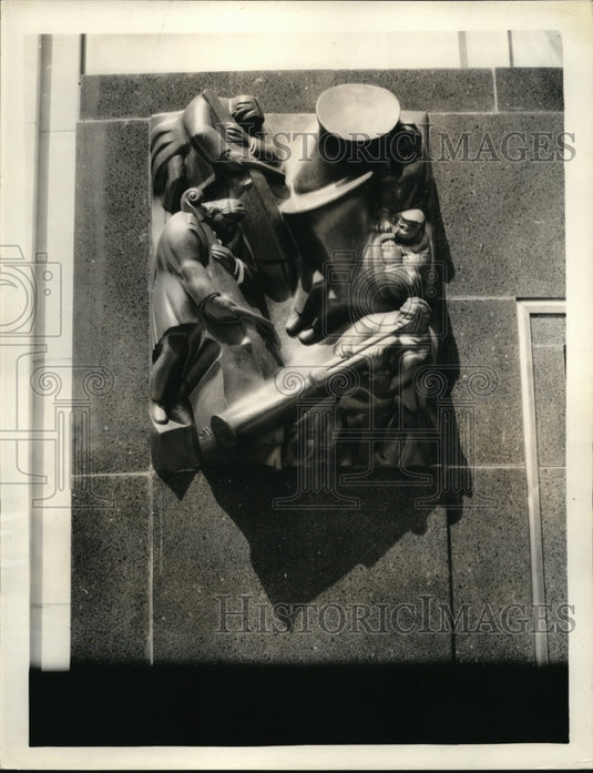 1936 Press Photo Detroit Institute of Arts & black plaques fro WWJ studio-Historic Images