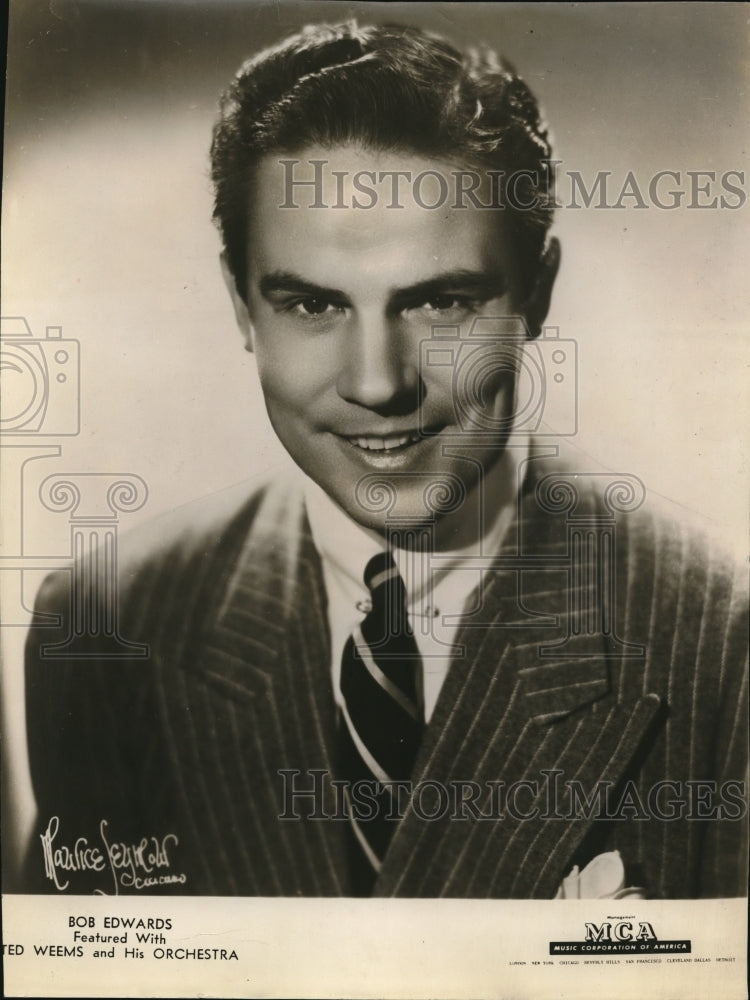 1947 Press Photo Bob Edwards Featured with Ted Weems &amp; Orchestra - Historic Images