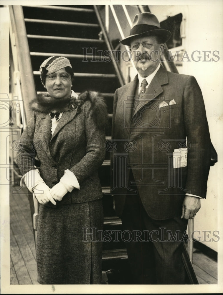 1933 Press Photo Senator Antonio Mosconi and Wife Donna Flora - Historic Images