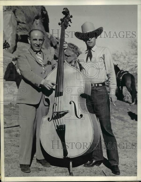 1938 Press Photo John J Raskob with Bull fiddle & Joe Silvers at Mirad ...