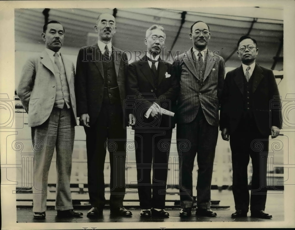 1933 Press Photo Japans cotton leaders in England, Kawaschi, Maitake, Okada - Historic Images