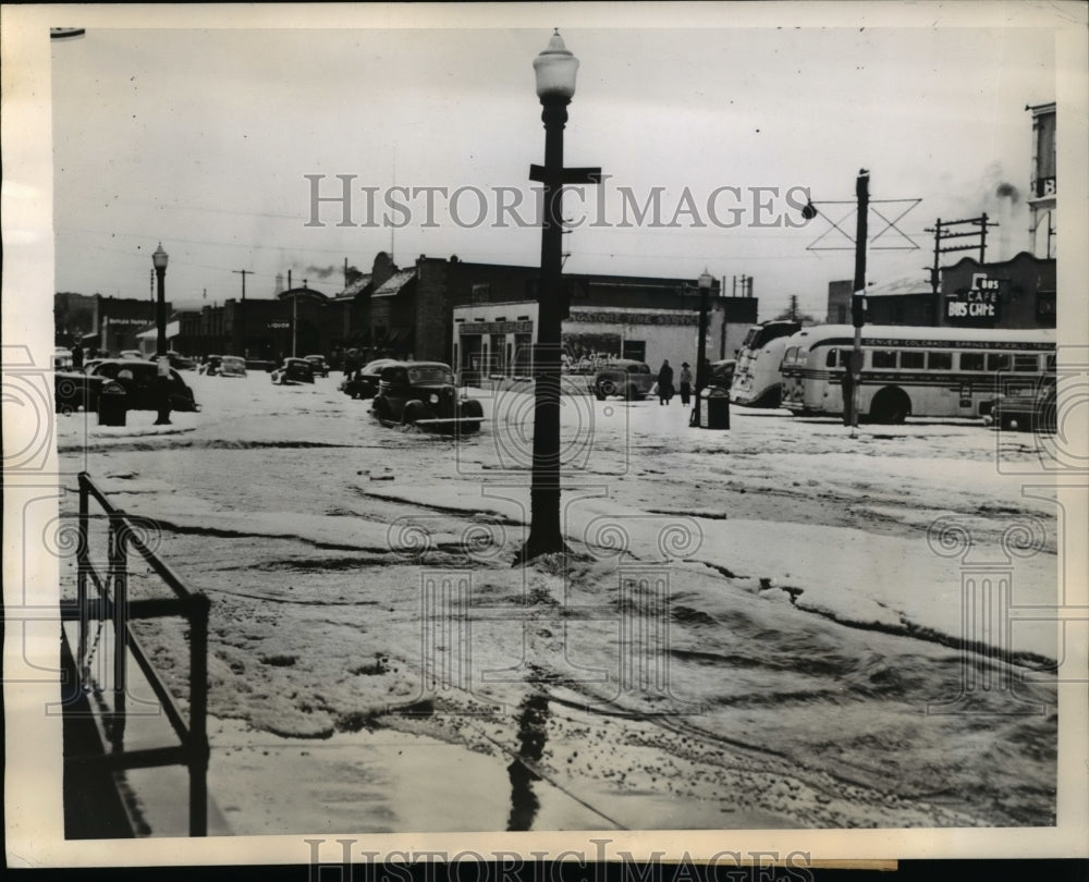 1944 Press Photo Pueblo Colo. flooding from severe rain storms - Historic Images