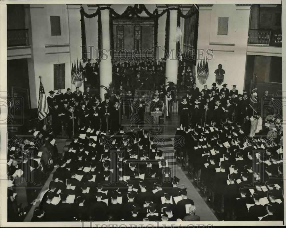 1937 Press Photo Baccaulaureate sermon in Gould Memorial library chape ...