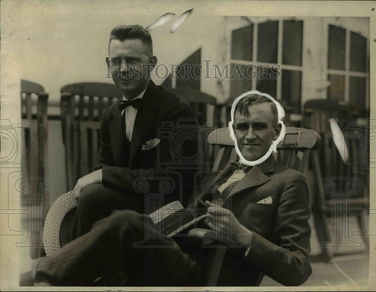 1925 US Balloonists WT Van Orman & CK Wollman in Brussels - Historic Images