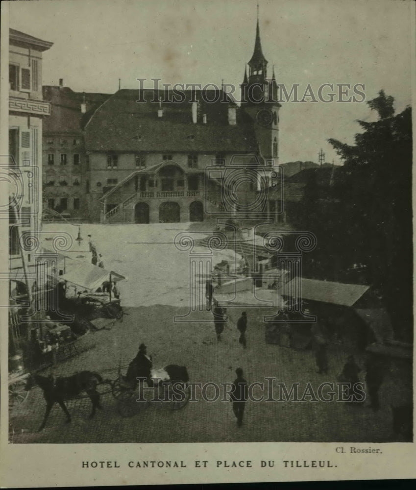 1919 Press Photo Fribourg City Switzerland Hotel Cantonal - Historic Images