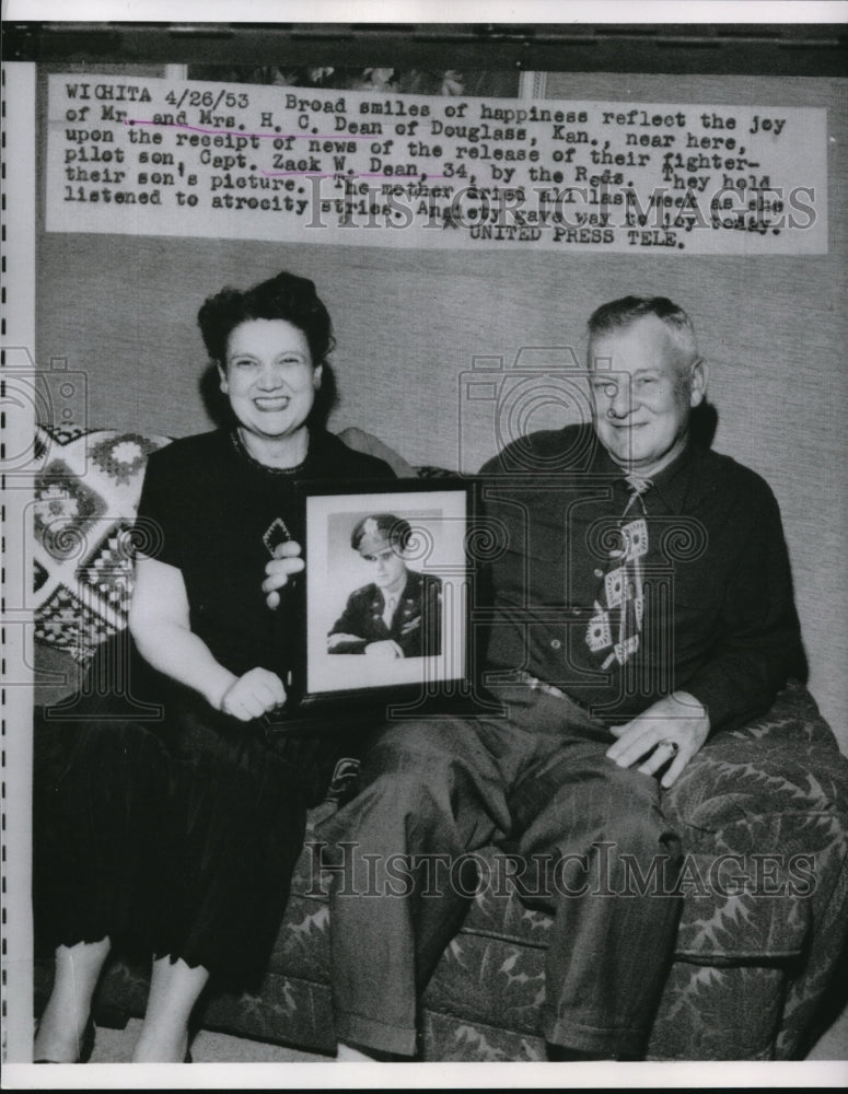 1953 Press Photo Fighter Pilot Zack Dean Son of Mr Mrs H C Dean Released by Reds - Historic Images