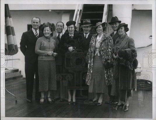 1935 Press Photo Fox Film execs P Friedman, Mrs Foroe, <rs Stone - Historic Images