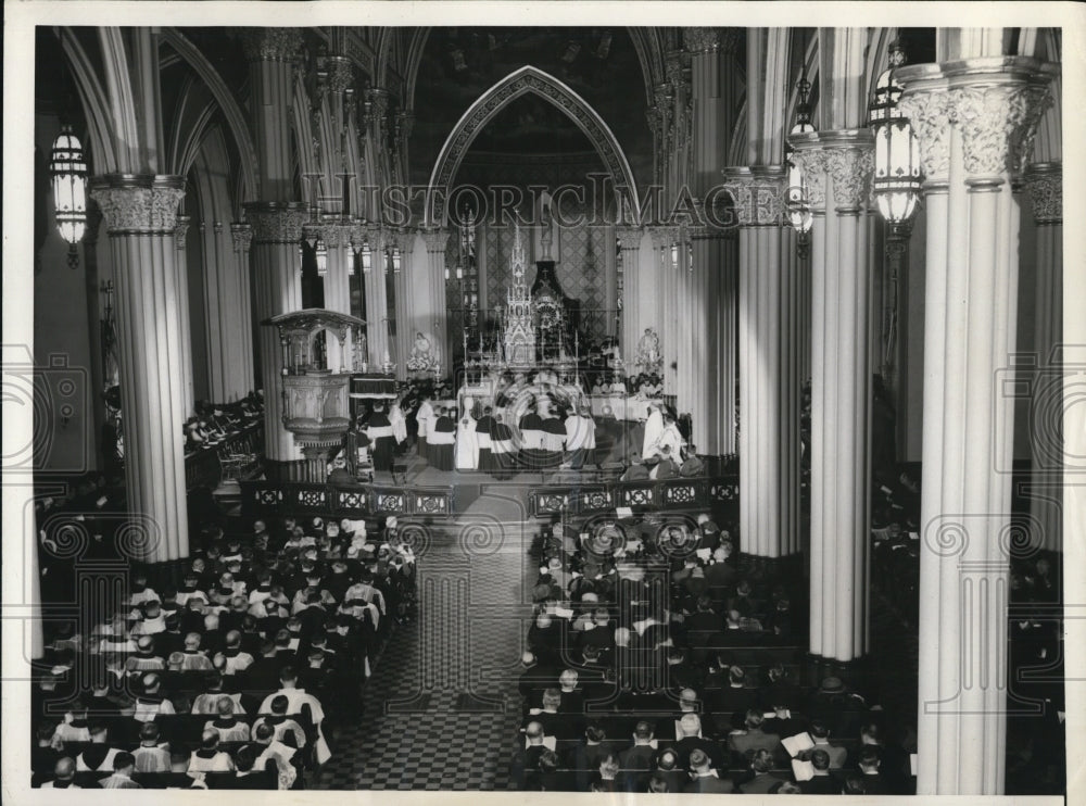 1940 Press Photo Sacred Heart Church Interior, Notre Dame University, Indiana - Historic Images